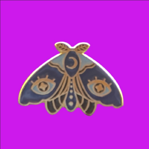 Blue and Gold Tone Moth Enamel Pin
